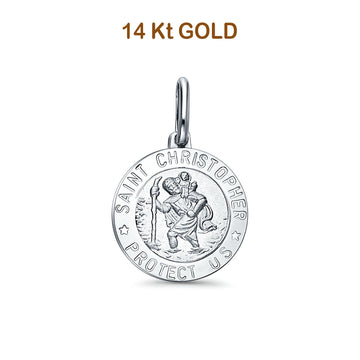 14K White Gold St. Christopher Religious Pendant 18mmX18mm 2.0 grams